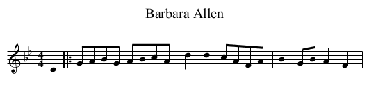 Barbara Allen - staff notation