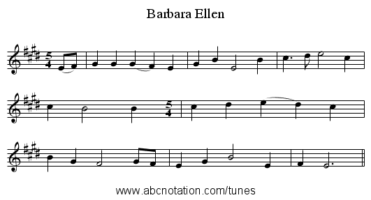 Barbara Ellen - staff notation