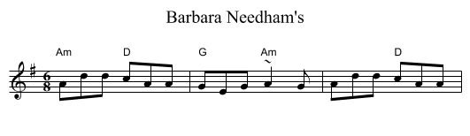 Barbara Needham's - staff notation