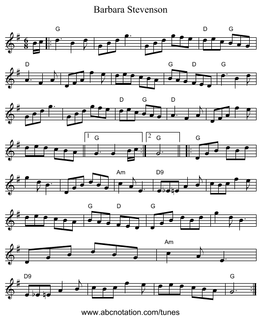 Barbara Stevenson - staff notation