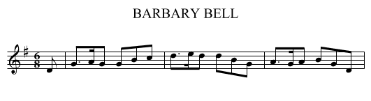 BARBARY BELL - staff notation