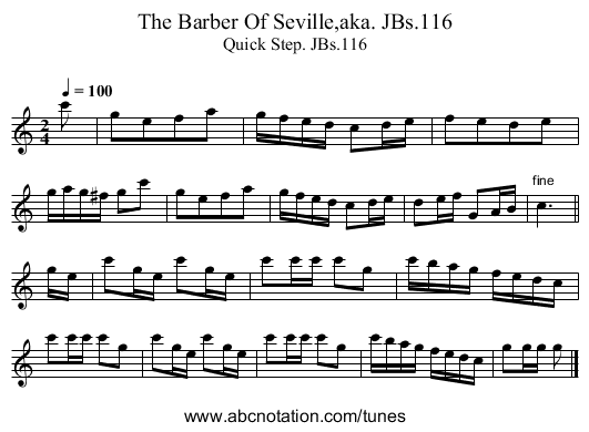 Barber Of Seville,aka. JBs.116, The - staff notation