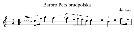 Barbro Pers brudpolska - staff notation