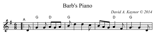 Barb's Piano - staff notation