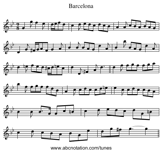 Barcelona - staff notation