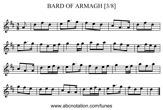 BARD OF ARMAGH [3/8] - staff notation
