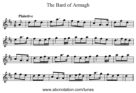 Bard of Armagh, The - staff notation