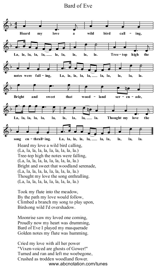 Bard of Eve - staff notation