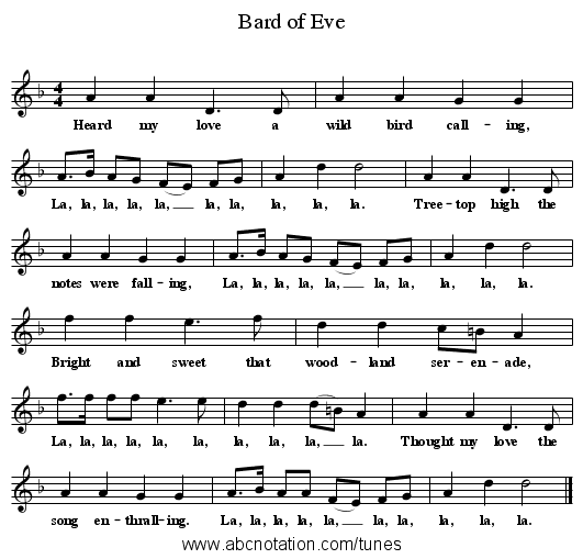 Bard of Eve - staff notation