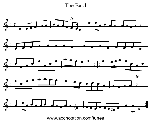 Bard, The - staff notation