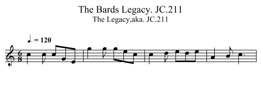 Bards Legacy. JC.211, The - staff notation