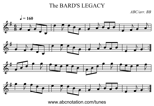 BARD'S LEGACY, The - staff notation