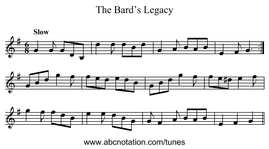 Bard’s Legacy, The - staff notation