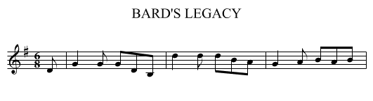 BARD'S LEGACY - staff notation