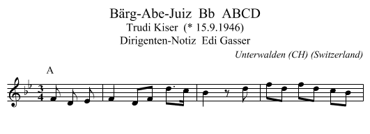 Bärg-Abe-Juiz  Bb  ABCD - staff notation