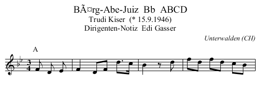 BÃ¤rg-Abe-Juiz  Bb  ABCD - staff notation