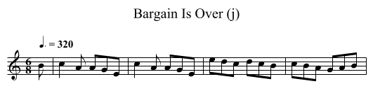 Bargain Is Over (j) - staff notation
