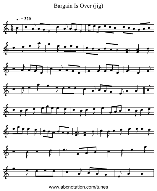 Bargain Is Over (jig) - staff notation