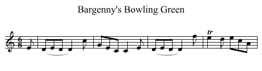 Bargenny's Bowling Green - staff notation