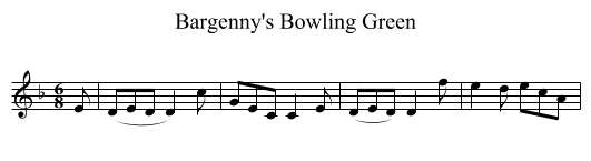 Bargenny's Bowling Green - staff notation