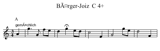 BÃ¤rger-Joiz  C 4+ - staff notation