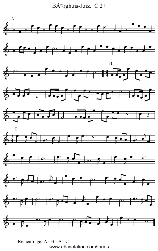 BÃ¤rghuis-Juiz.  C 2+ - staff notation