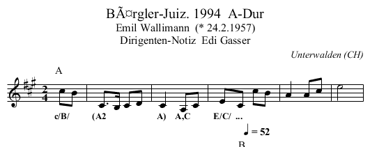 BÃ¤rgler-Juiz. 1994  A-Dur - staff notation