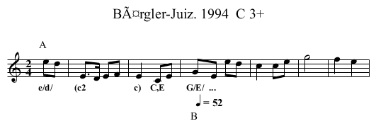 BÃ¤rgler-Juiz. 1994  C 3+ - staff notation