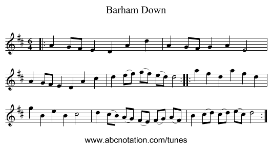 Barham Down - staff notation