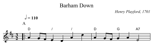 Barham Down - staff notation