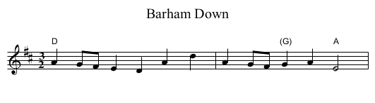 Barham Down - staff notation