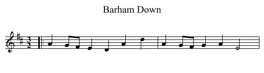 Barham Down - staff notation
