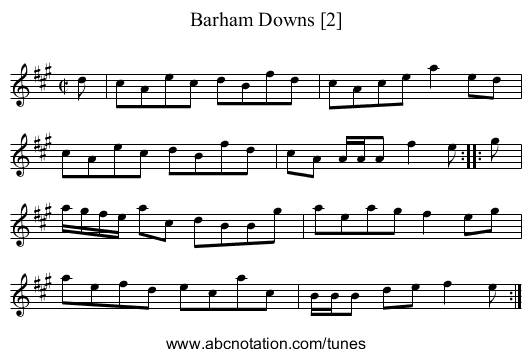 Barham Downs [2] - staff notation