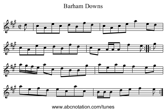Barham Downs - staff notation
