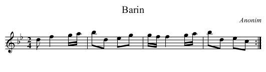 Barin - staff notation