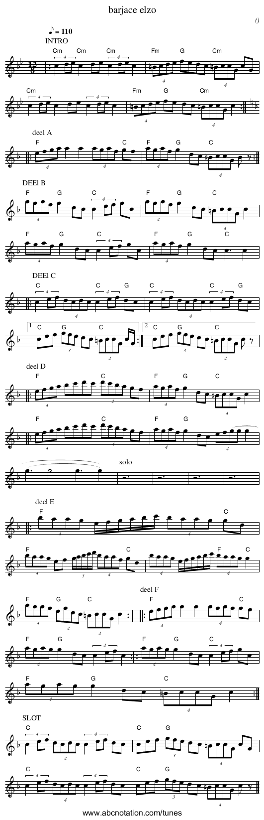 barjace elzo - staff notation