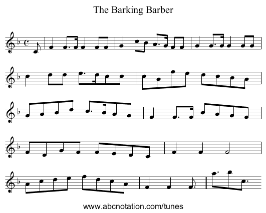 Barking Barber, The - staff notation