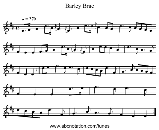 Barley Brae - staff notation