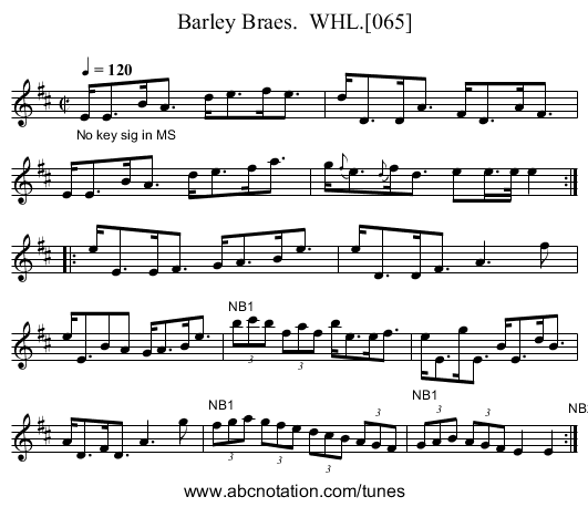 Barley Braes.  WHL.[065] - staff notation