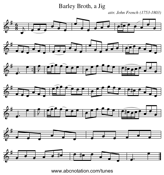 Barley Broth, a Jig - staff notation