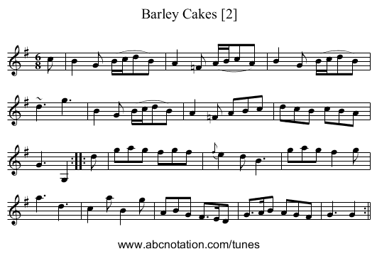 Barley Cakes [2] - staff notation