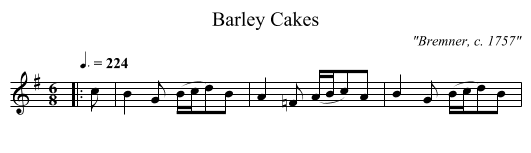 Barley Cakes - staff notation
