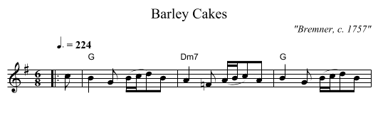 Barley Cakes - staff notation
