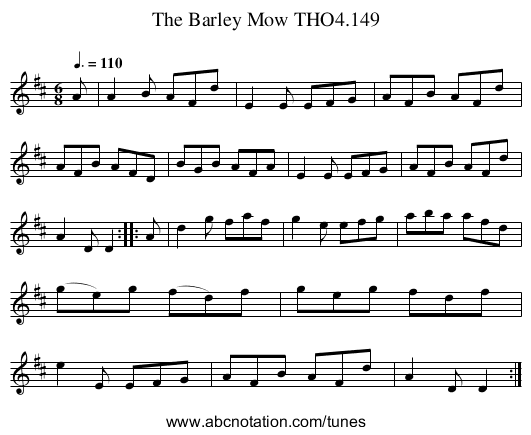 Barley Mow THO4.149, The - staff notation