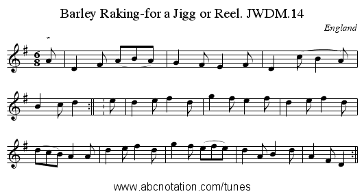 Barley Raking-for a Jigg or Reel. JWDM.14 - staff notation
