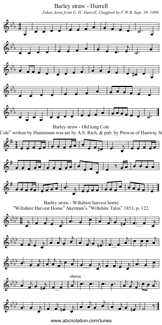 Barley straw - Hurrell - staff notation