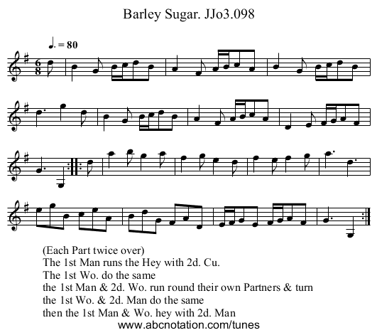 Barley Sugar. JJo3.098 - staff notation