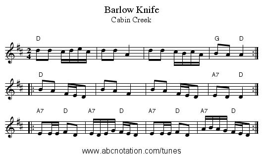 Barlow Knife - staff notation