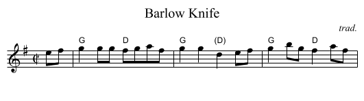 Barlow Knife - staff notation