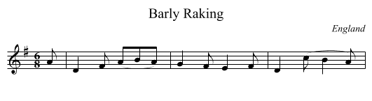 Barly Raking - staff notation